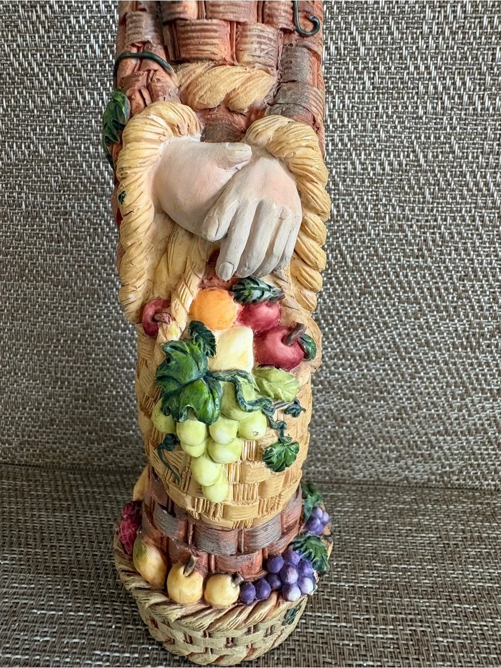 Vintage Bacchus Greenman  Hand Painted Resin Fruit Wine Grapes Harvest 12” Tall